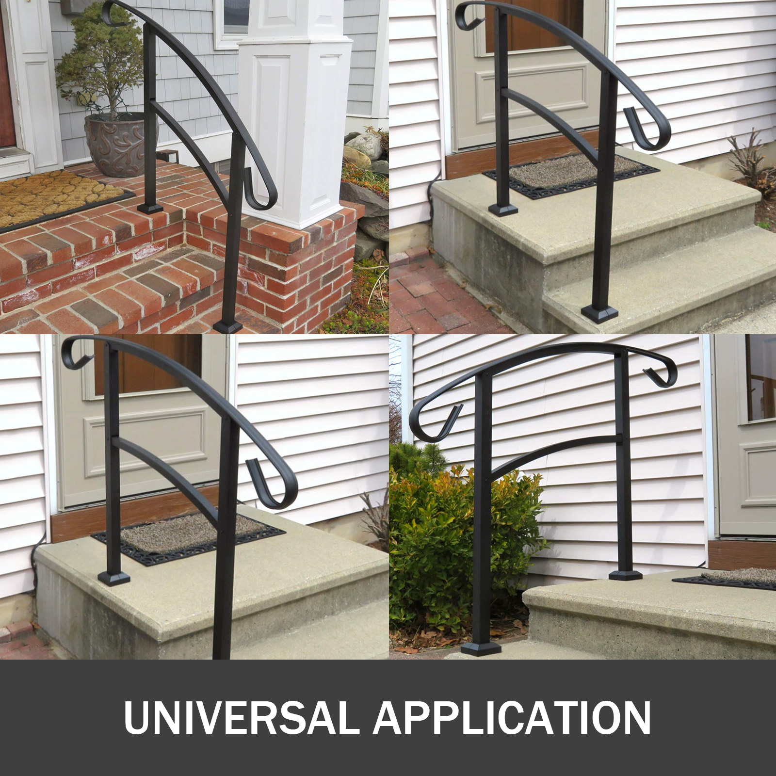 Vevor Wrought Iron Handrail Arch Fits 3 4 5steps Outdoor Steps Matte